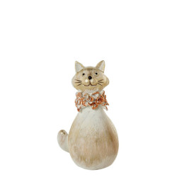 Figura gato blanco y dorado