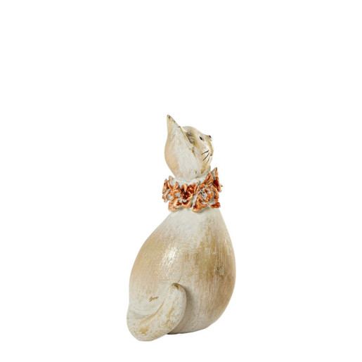 Figura gato blanco y dorado
