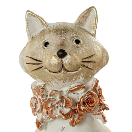 Figura gato blanco y dorado