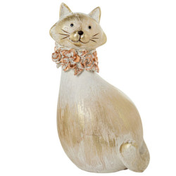 Figura gato blanco y dorado
