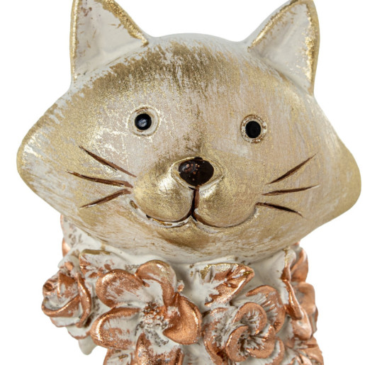 Figura gato blanco y dorado