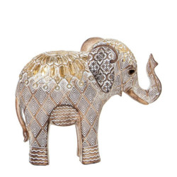 Figura elefante blanco y dorado