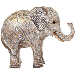 Figura elefante blanco y dorado