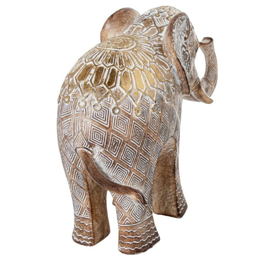 Figura elefante blanco y dorado