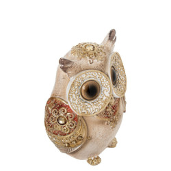 Figura buho blanco y dorado