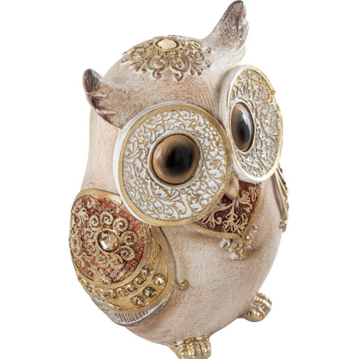 Figura buho blanco y dorado