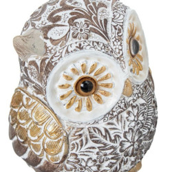 Figura buho blanco y dorado