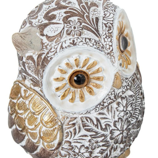 Figura buho blanco y dorado