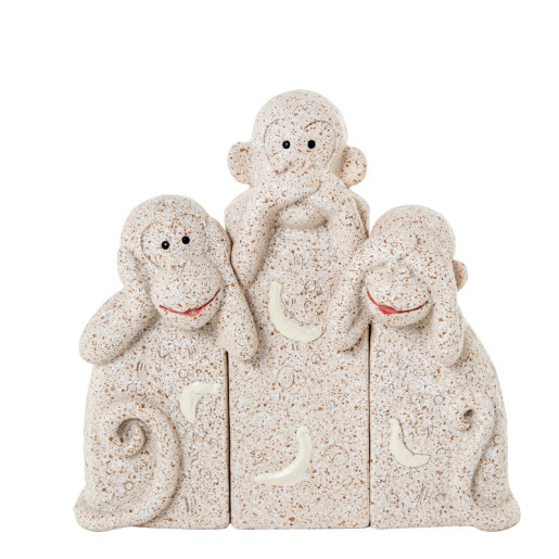 Set 3 figuras monos  beige arena
