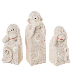 Set 3 figuras monos  beige arena