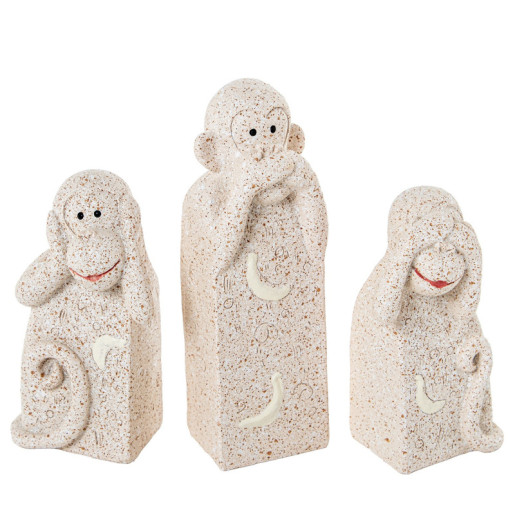 Set 3 figuras monos  beige arena