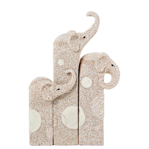 Set 3 figuras elefantes beige arena