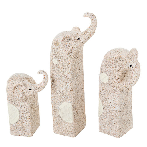 Set 3 figuras elefantes beige arena