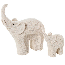 Set 2 figuras elefantes beige arena