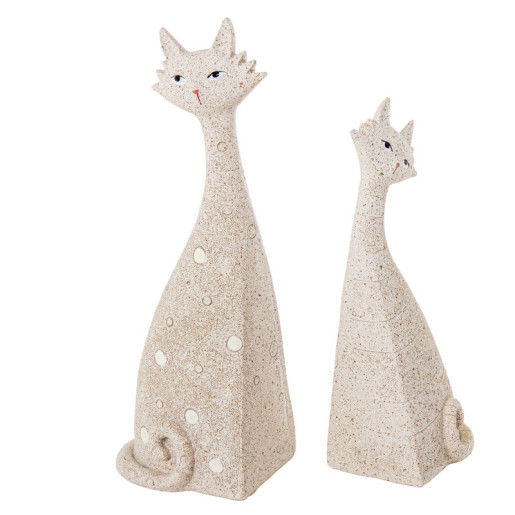 Set 2 figuras gatos beige arena