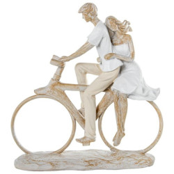 Figura pareja bicicleta blanco y beige