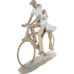 Figura pareja bicicleta blanco y beige