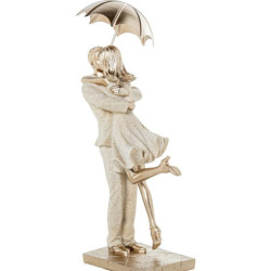 Figura pareja con paraguas beige arena y dorado