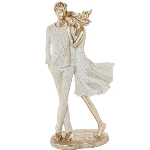 Figura pareja beige arena y dorado