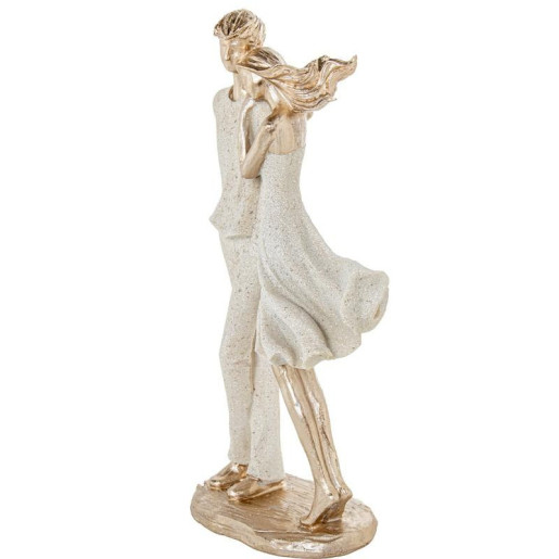 Figura pareja beige arena y dorado