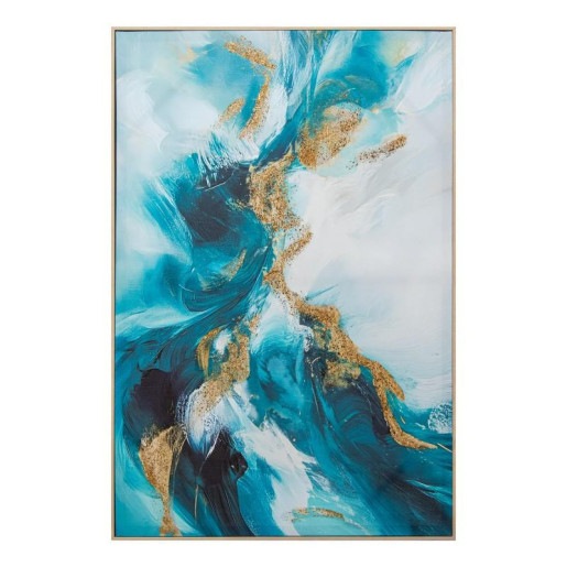 Cuadro lienzo azul y dorado