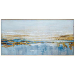 Cuadro lienzo azul y dorado