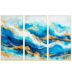 Set 3 cuadros  azul y dorado