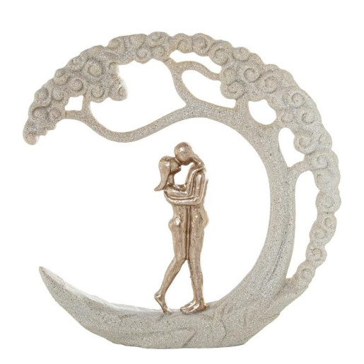 Figura pareja con arbol beige arena y dorado