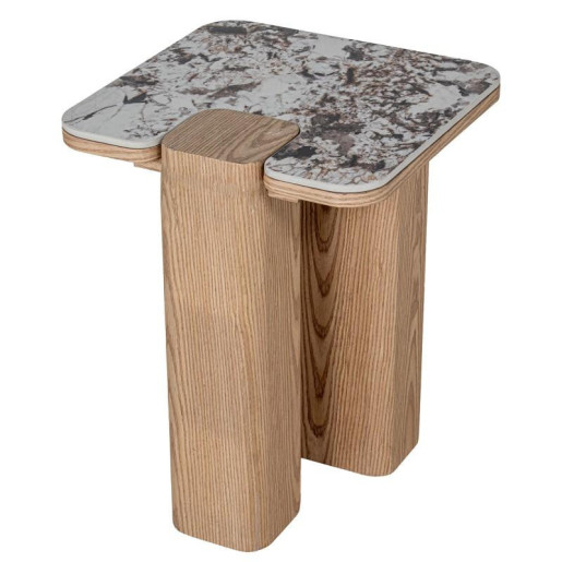 Mesa auxiliar natural, blanco y negro