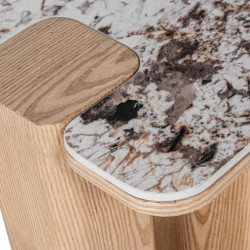 Mesa auxiliar natural, blanco y negro