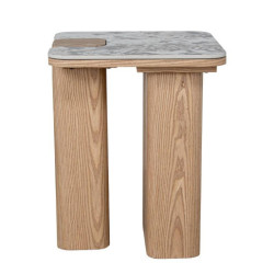 Mesa auxiliar natural, blanco y negro