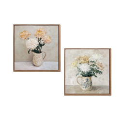 Set 2 cuadros lienzo blanco y beige
