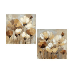 Set 2 cuadros lienzo blanco, beige y marron