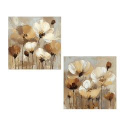 Set 2 cuadros lienzo blanco, beige y marron