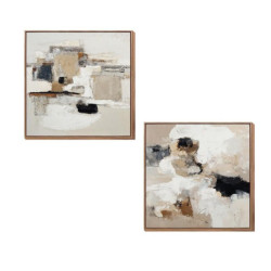 Set 2 cuadros lienzo blanco, gris y negro