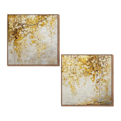 Set 2 cuadros lienzo verde y amarillo