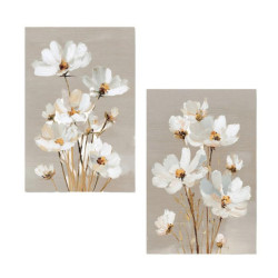 Set 2 cuadros lienzo blanco, marron y gris