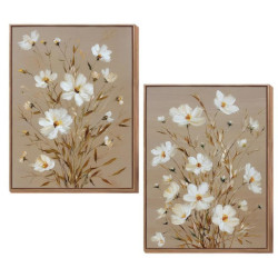Set 2 cuadros lienzo blanco, verde y beige