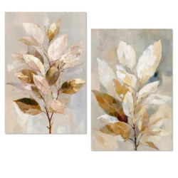 Set 2 cuadros lienzo blanco, marron y gris