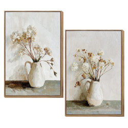 Set 2 cuadros lienzo blanco, verde y gris