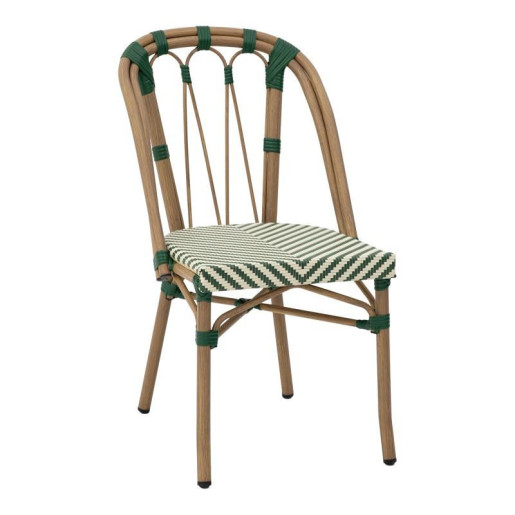 Silla exterior natural y franjas verde