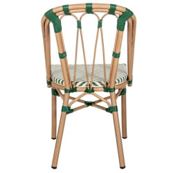 Silla exterior natural y franjas verde