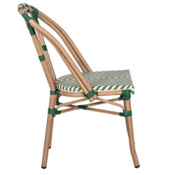 Silla exterior natural y franjas verde