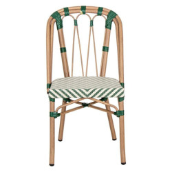 Silla exterior natural y franjas verde