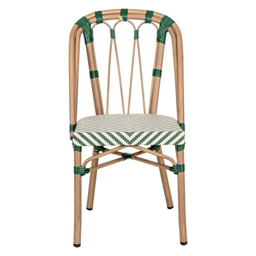 Silla exterior natural y franjas verde