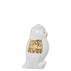 Figura buho blanco brillo y dorado