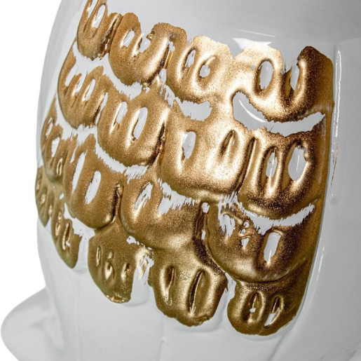 Figura buho blanco brillo y dorado
