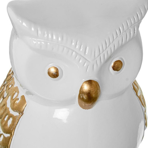 Figura buho blanco brillo y dorado
