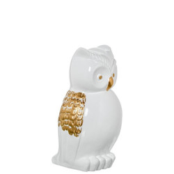 Figura buho blanco brillo y dorado