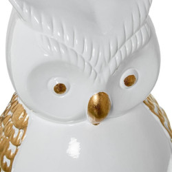 Figura buho blanco brillo y dorado